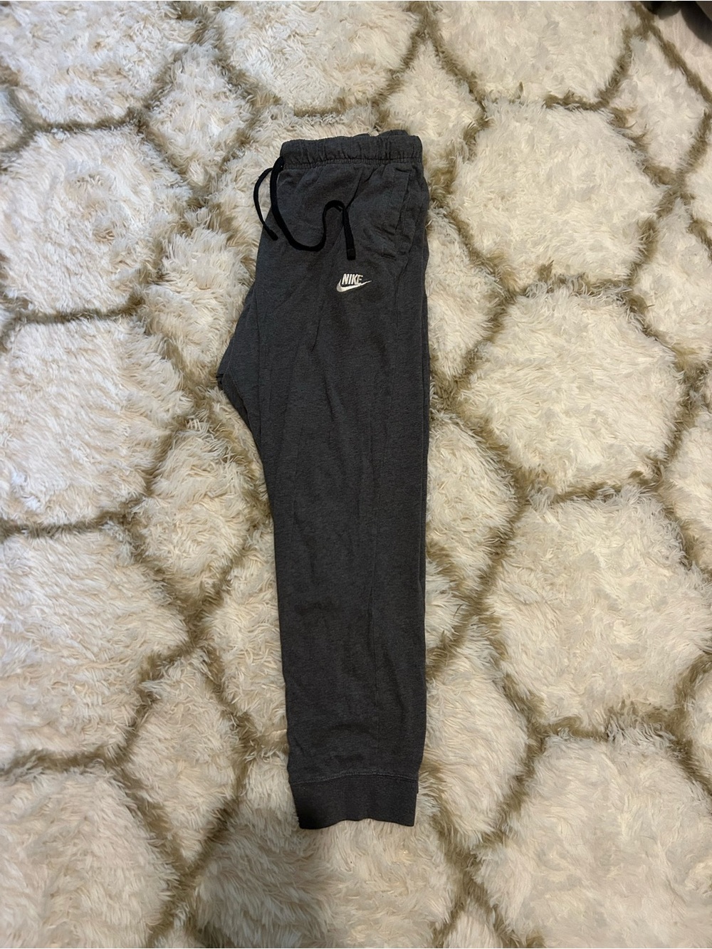Nike Men’s Charcoal Gray Jogger Sweatpants with White Logo